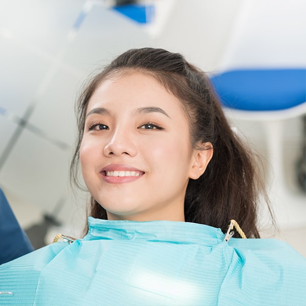 A young woman at the dentist
